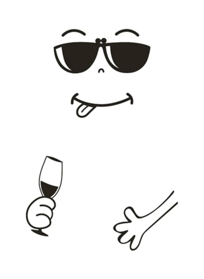 آي تيلكر ملصق جداري بتصميم وجه سعيد مبتسم أسود