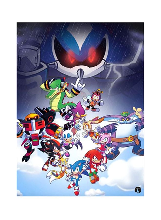 بي بي ملصق معدني بطبعة من لعبة الفيديو Sonic متعدد الألوان 15x20سم