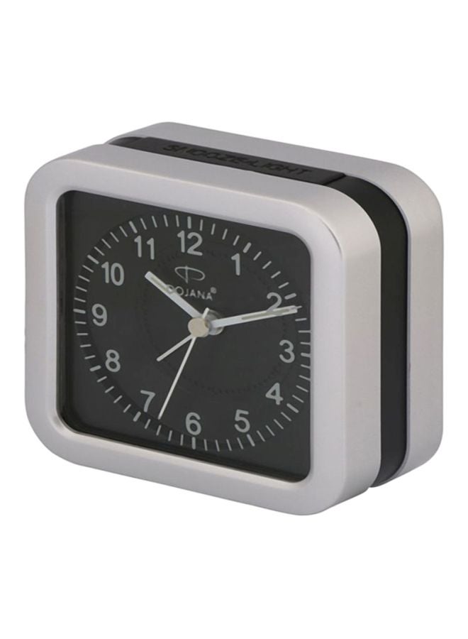 Square Analog Alarm Clock Silver/Black