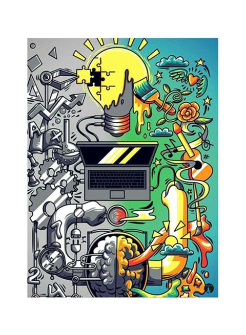 Right And Left Brain Metal Plate Poster Multicolour 15x20cm