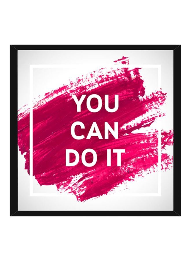 ملصق للحائط بإطار ويحمل اقتباساً وردي/أبيض 40x40سم