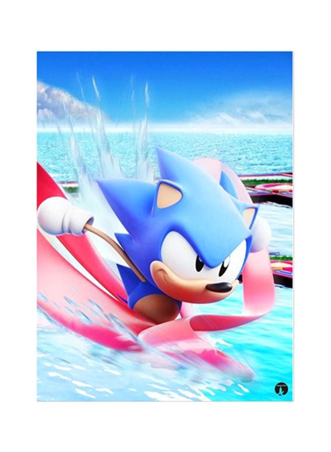 بي بي ملصق لوحة معدنية بتصميم من فيلم Sonic أزرق/أبيض/وردي 15x20سم 