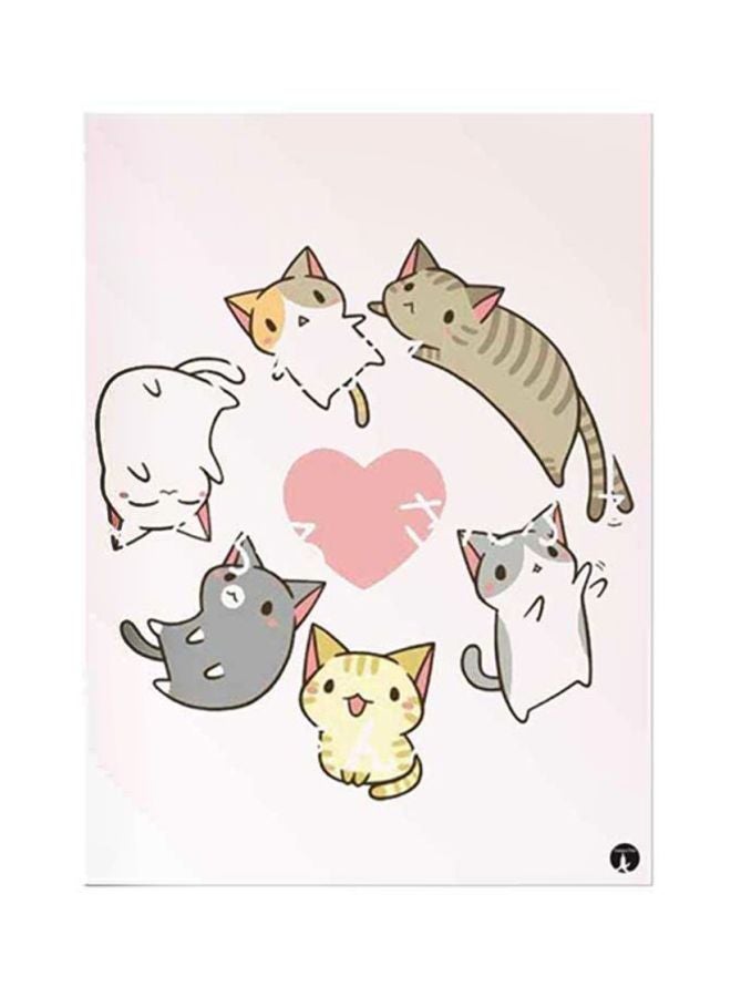 BP Cats Metal Plate Poster Pink/Grey/Yellow 15x20cm