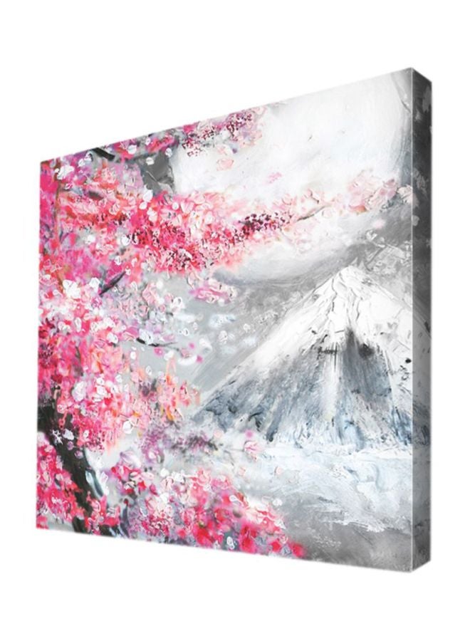 Decalac - The Mountains Of Japan Wall Art Painting White/Grey/Pink 15x15x2.5cm - Image 1