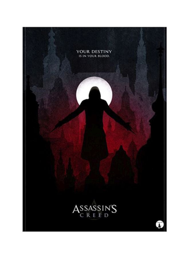 ملصق لوحة معدنية بتصميم من فيلم Assassin's Creed أسود/أحمر/أبيض 15x20سم