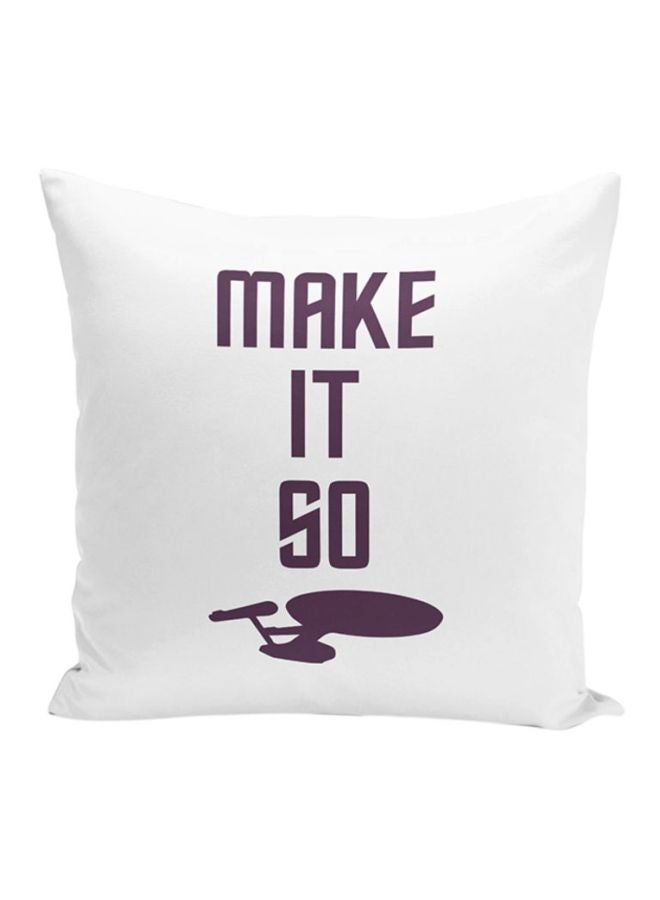 Make It Go Printed Decorative Pillow White/Purple 16x16inch