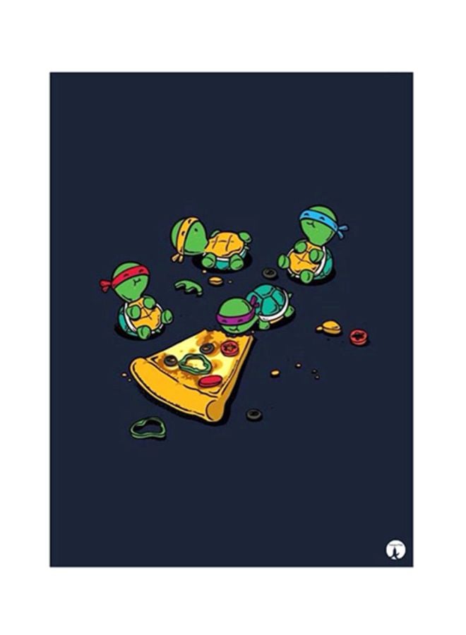 بي بي ملصق مصنوع من رقاقة معدنية بتصميم مستوحى من مسلسل "Teenage Mutant Ninja Turtles" أزرق/أخضر/أصفر 15x20سم 