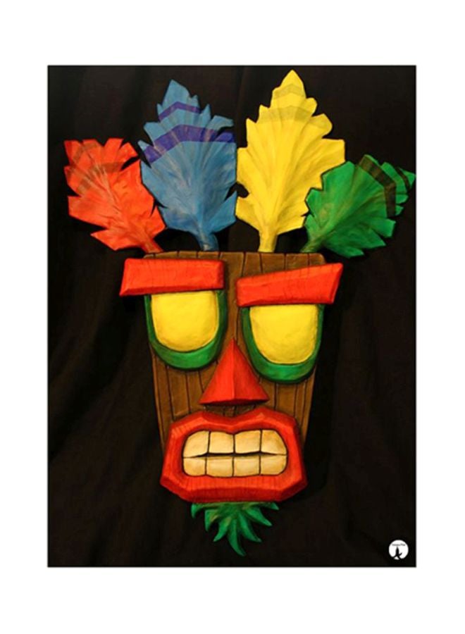 ملصق من المعدن بطبعة من لعبة الفيديو Crash أسود/ أصفر/ أخضر 15x20سم