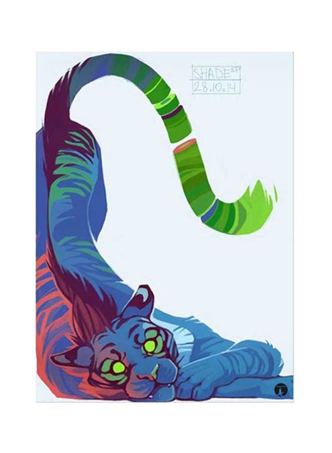 بي بي ملصق مصنوع من رقاقة معدنية بتصميم نمر أزرق / أخضر 15x20سم