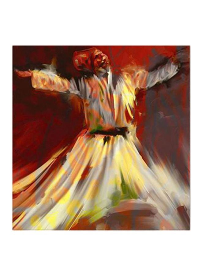 Dance Abstract MDF Wall Art Painting Yellow/Red 30 x 5 x 30cm