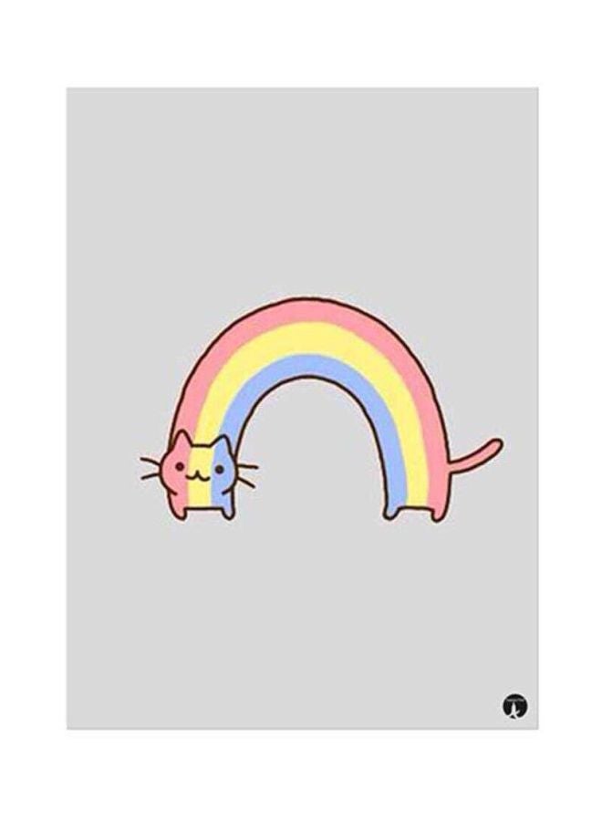 Cat Metal Plate Poster Grey/Yellow 15x20cm