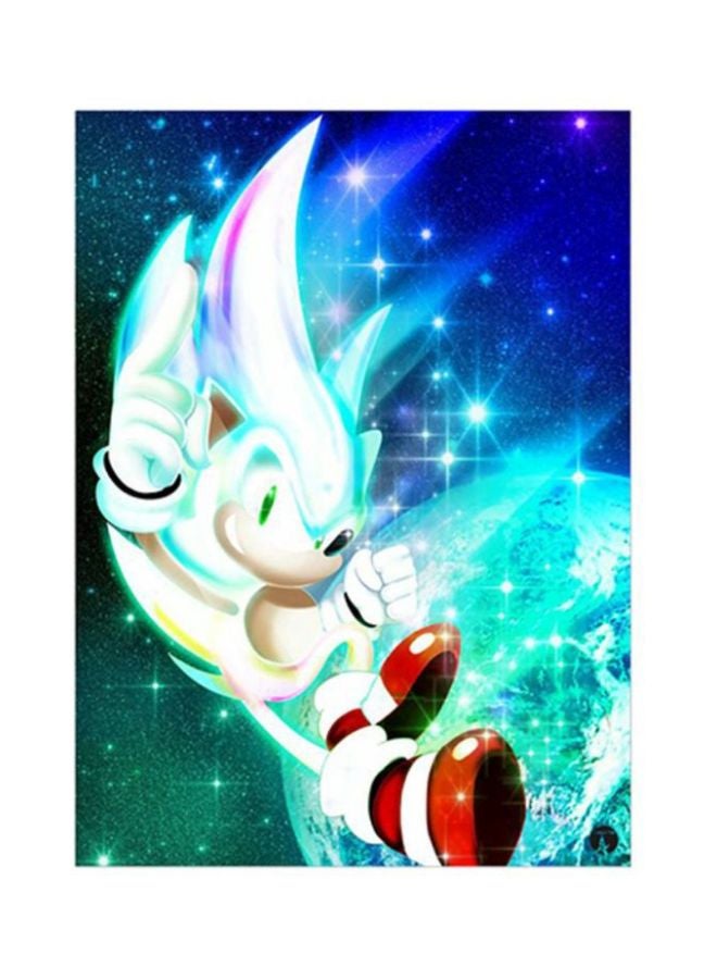 بي بي ملصق معدني بطبعة من لعبة الفيديو Sonic أزرق / أخضر 15x20سم