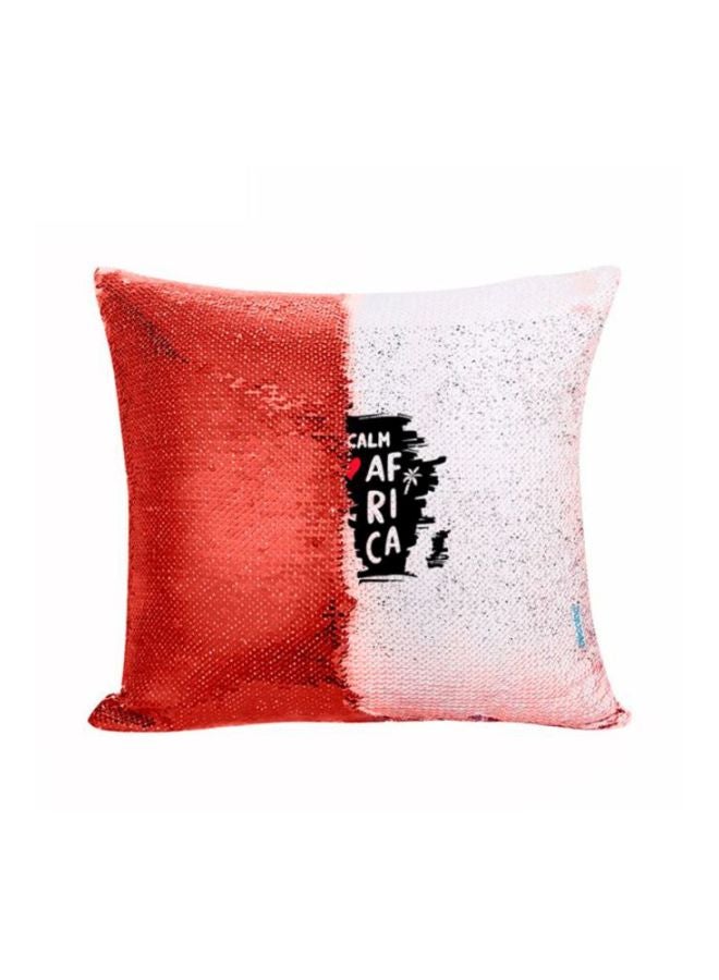 Africa Design Flip Sequin Decorative Pillow Red/White 45x45cm