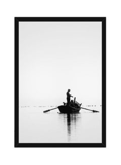 Rowing Boat In River Poster With Frame White/Black 40x55cm