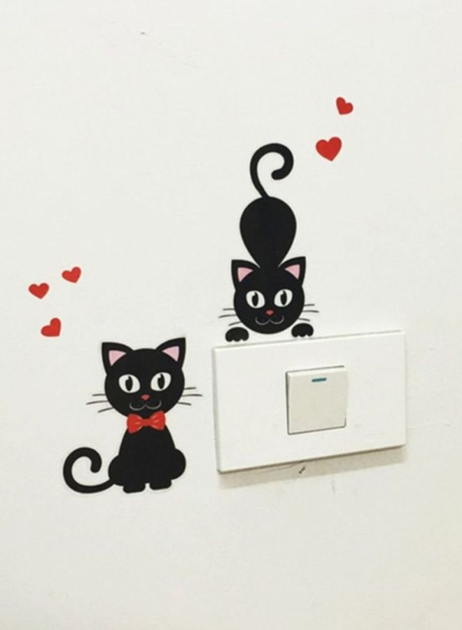 آي تيلكر ملصقات جدارية بتصميم قطط جميلة أسود 16.5x10Ø³Ù†ØªÙŠÙ…ØªØ±