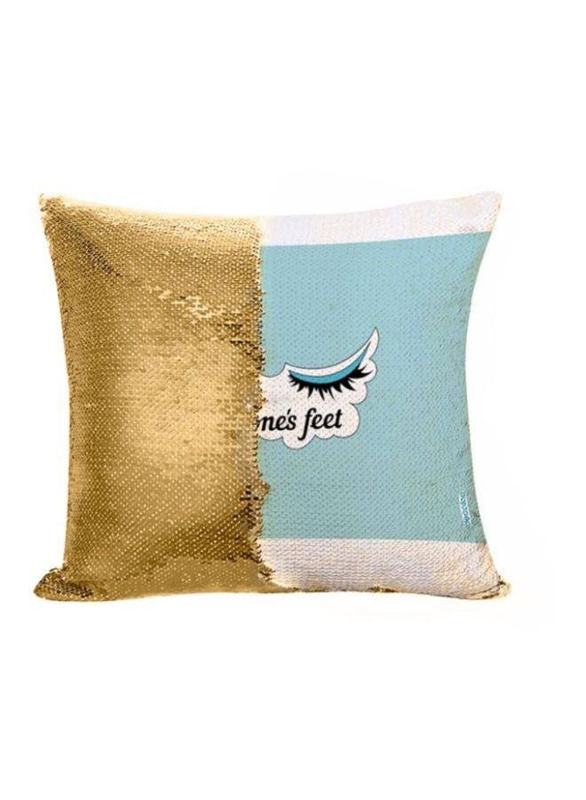 Sequin Decorative Throw Pillow Gold/Blue 45x45cm