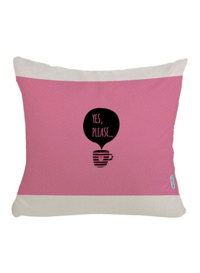 Printed Decorative Throw Pillow Pink/White 45x45cm