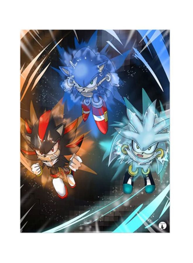 Video Game Sonic Metal Plate Poster Blue/Black/Red 15x20cm
