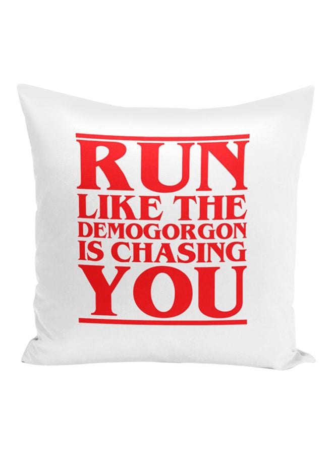 Quote Printed Decorative Pillow White/Red 16x16x7inch