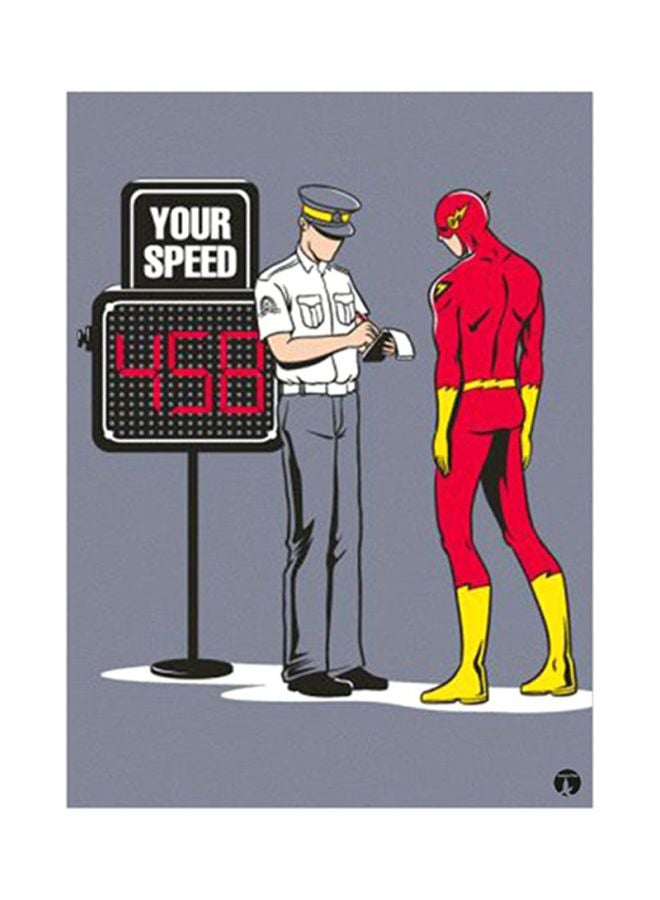 ملصق مصنوع من المعدن بتصميم شخصية فلاش متعدد الألوان 15x20سم