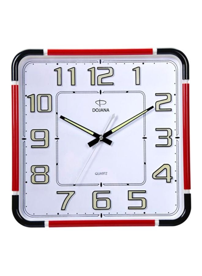 Dojana - Square Analog Wall Clock Red/Black/White - Image 1