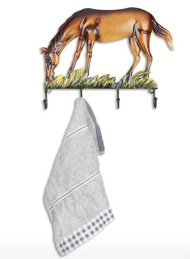 توراتس علّاقة جدارية بتصميم حصان مزودة بخطاف بني/أسود/أخضر 30 x 24سم - Image 2