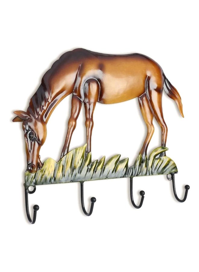توراتس علّاقة جدارية بتصميم حصان مزودة بخطاف بني/أسود/أخضر 30 x 24سم - Image 3