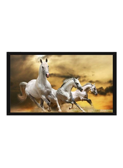 Running Horse Framed Poster White/Brown 55x40centimeter