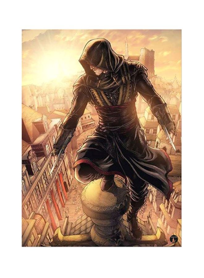 بي بي ملصق لوحة معدنية بتصميم من فيلم Assassin's Creed أسود/ بني/ بيج 15x20سم