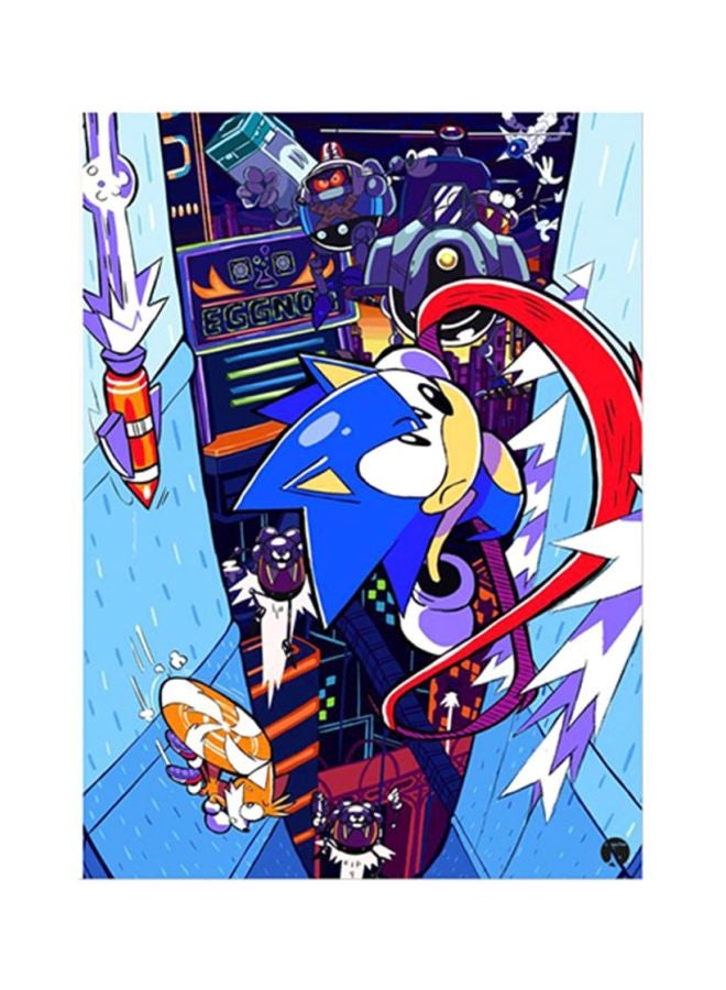 ملصق معدني بطبعة من لعبة الفيديو Sonic متعدد الألوان 15x20سم
