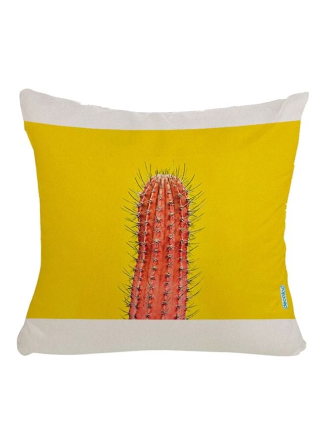 Cactus Design Decorative Pillow White/Yellow 45x45cm