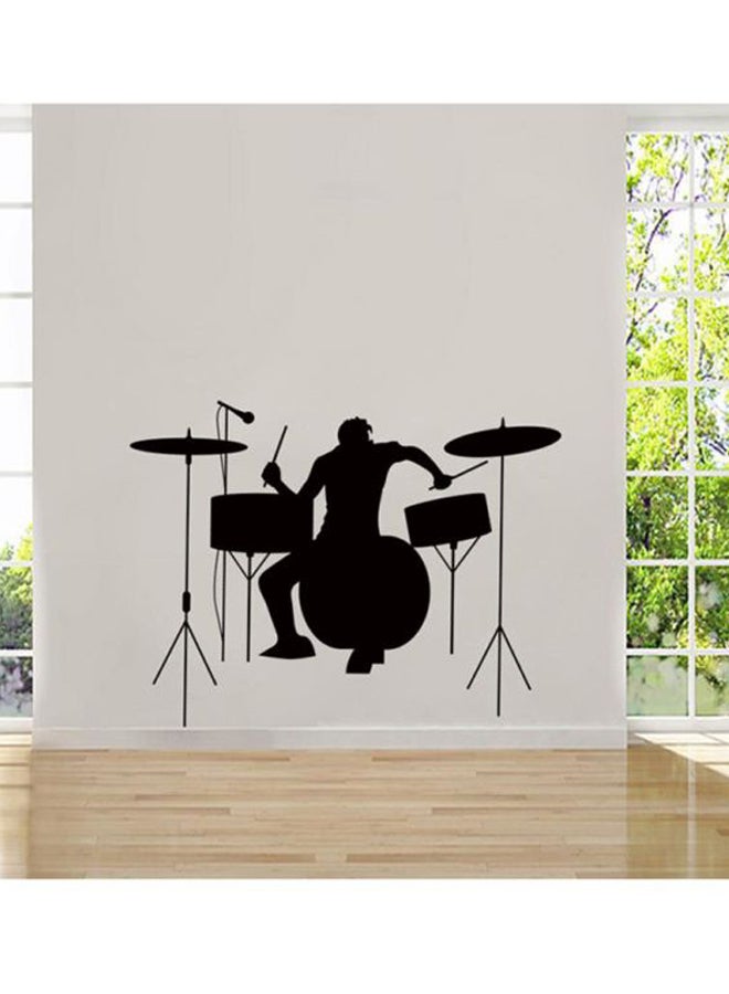 Spoil Your Wall Drummer Musician Decorative Wall Sticker Black 80x60centimeter 