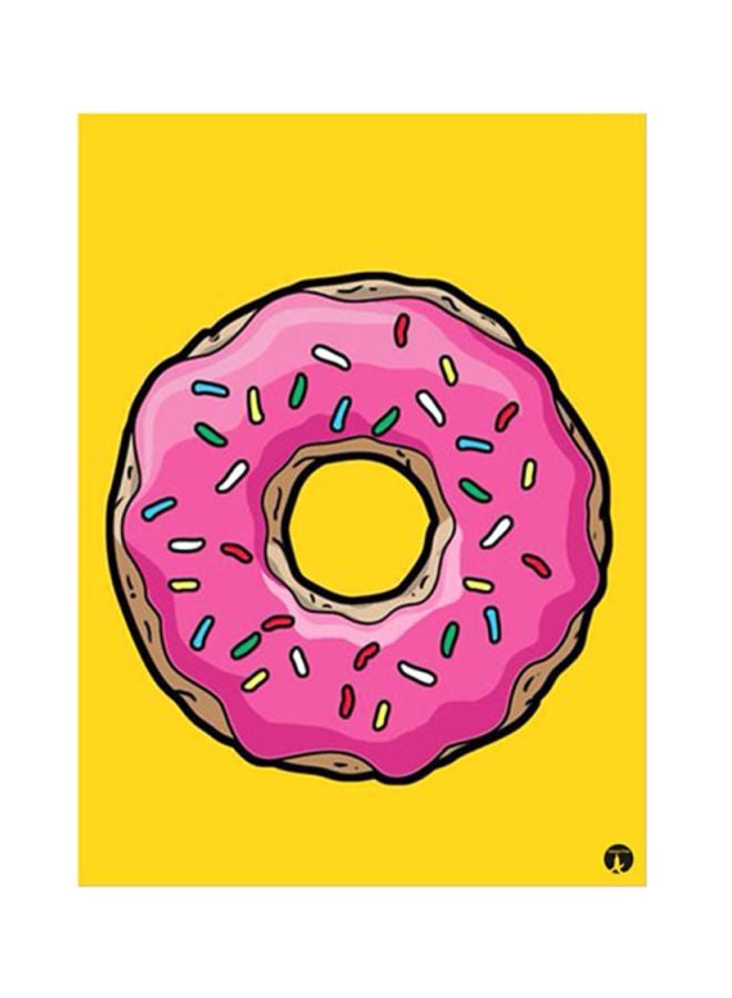 Donut Metal Plate Poster Yellow/Pink 15x20cm