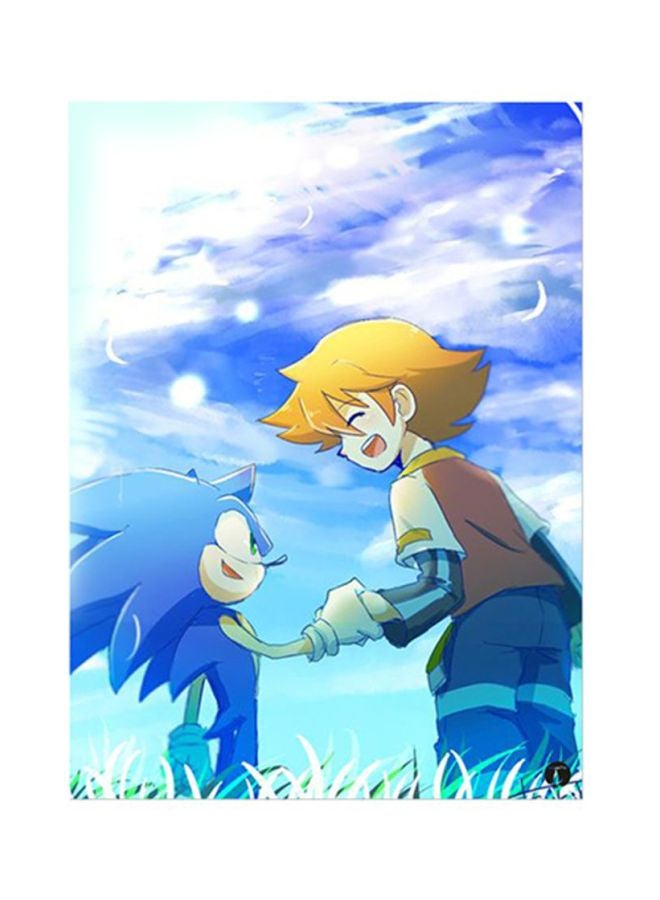 بي بي ملصق لوحة معدنية بتصميم من فيلم Sonic أزرق/أصفر 15x20سم 