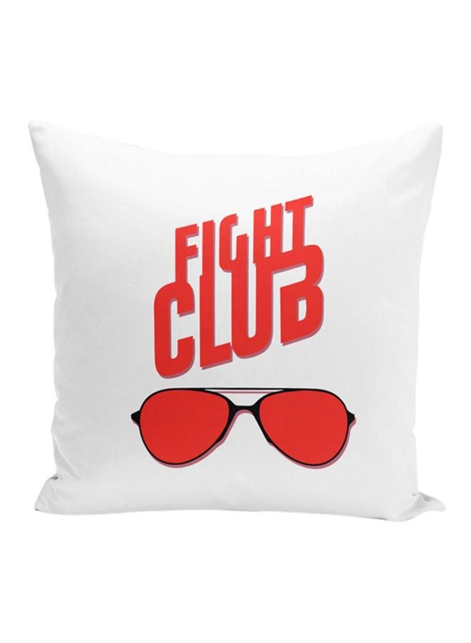 وسادة زينة مطبوع عليها عبارة Fight Club أبيض/أحمر 16x16بوصة