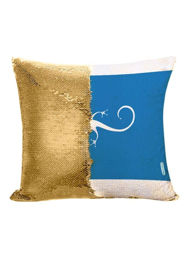 ديكالاك وسادة زينة بتصميم سحلية ذهبي/أزرق/أبيض 45x45سم