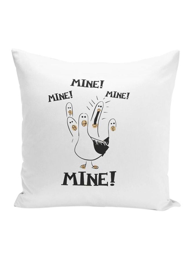 وسادة للزينة بطبعة كلمة "Mine" أبيض/ أسود 16x16بوصة