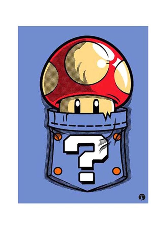 ملصق مصنوع من رقاقة معدنية بتصميم من لعبة الفيديو "Super Mario" أزرق/أحمر 15x20سم