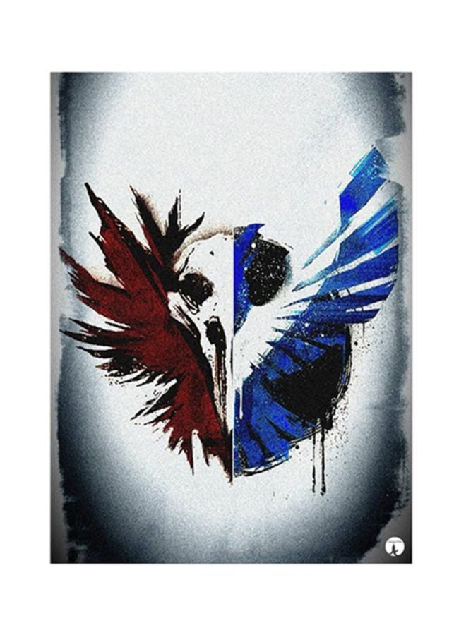 بي بي ملصق من المعدن بتصميم مستوحى لعبة الفيديو "Infamous Second Son" أزرق/ أبيض 15x20سم