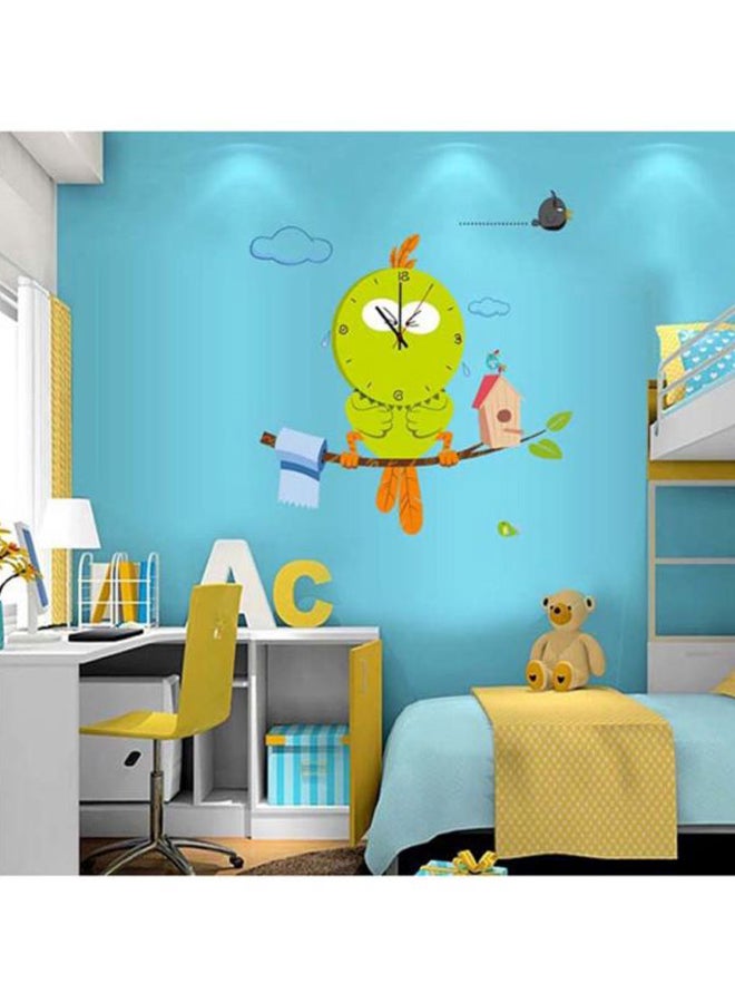 أوميوين ملصق مطبوع عليه ساعة حائط على شكل طائر أخضر 30x90x2سم  - Image 2