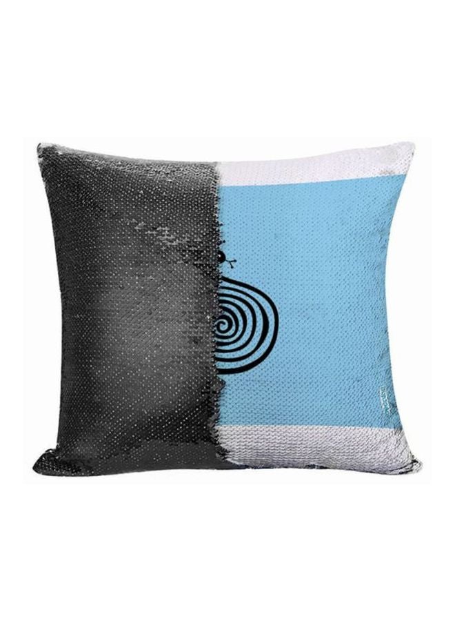 ديكالاك وسادة زينة مزينة بالترتر القلاب بتصميم ثعبان أسود/أزرق/أبيض 45x45سم