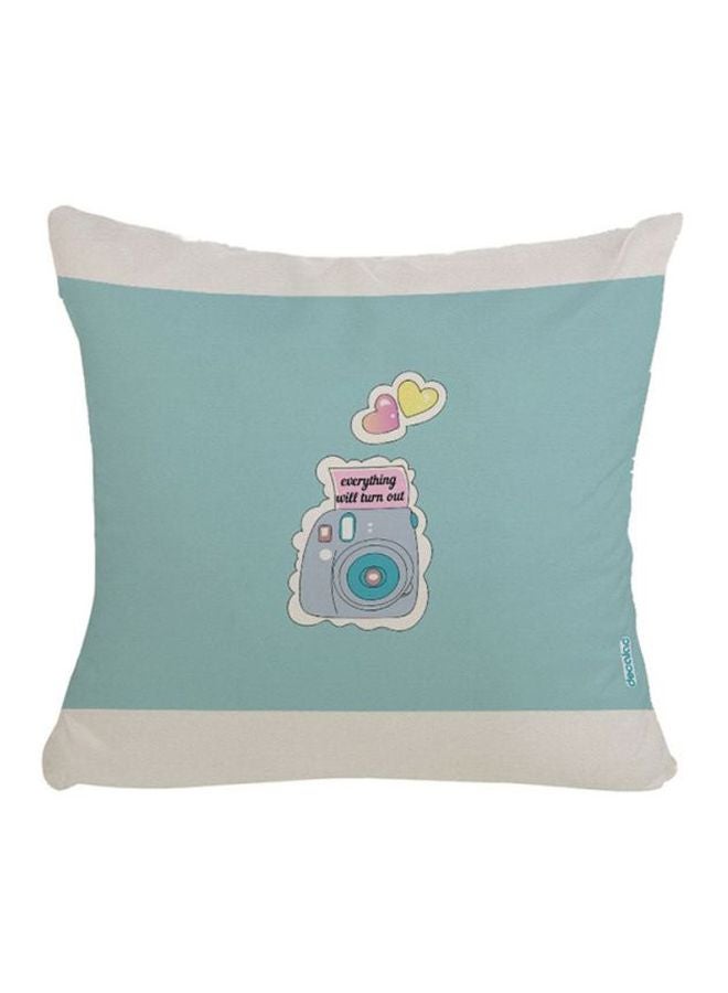 ديكالاك وسادة ديكور للزينة بتصميم كاميرا كرتونية أزرق/أبيض/وردي 45x45سم