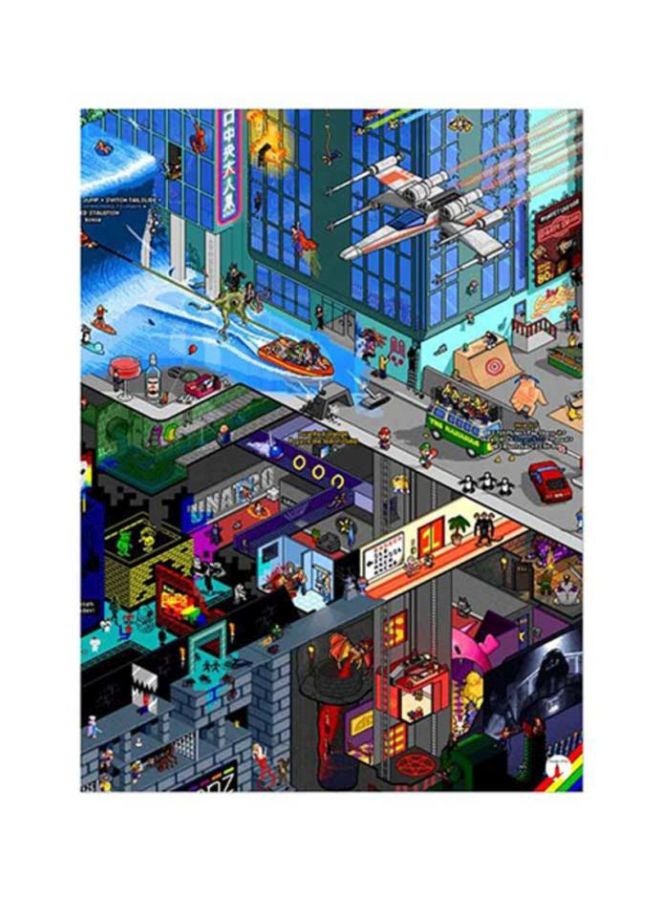 بي بي ملصق من المعدن مزين بمشهد مدينة متعدد الألوان 15x20سم