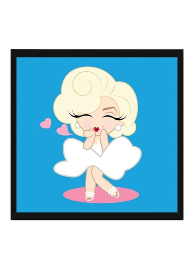 Pop Art Poster With Frame Blue/White/Pink 40x40cm