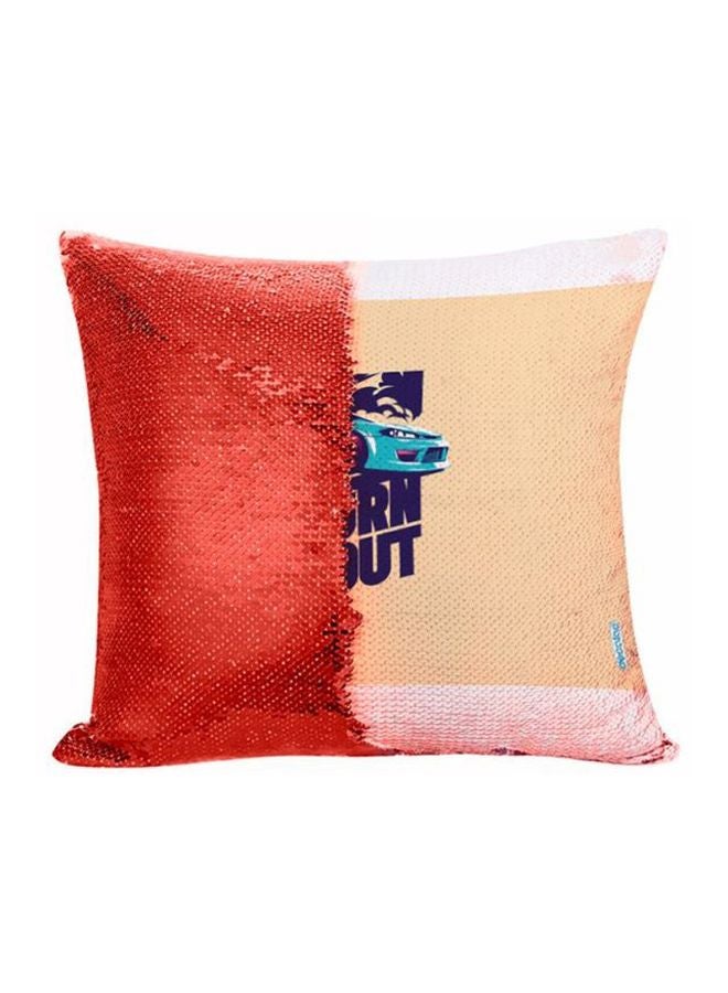 Racing Car Design Flip Sequin Decorative Pillow Multicolour 45x45cm