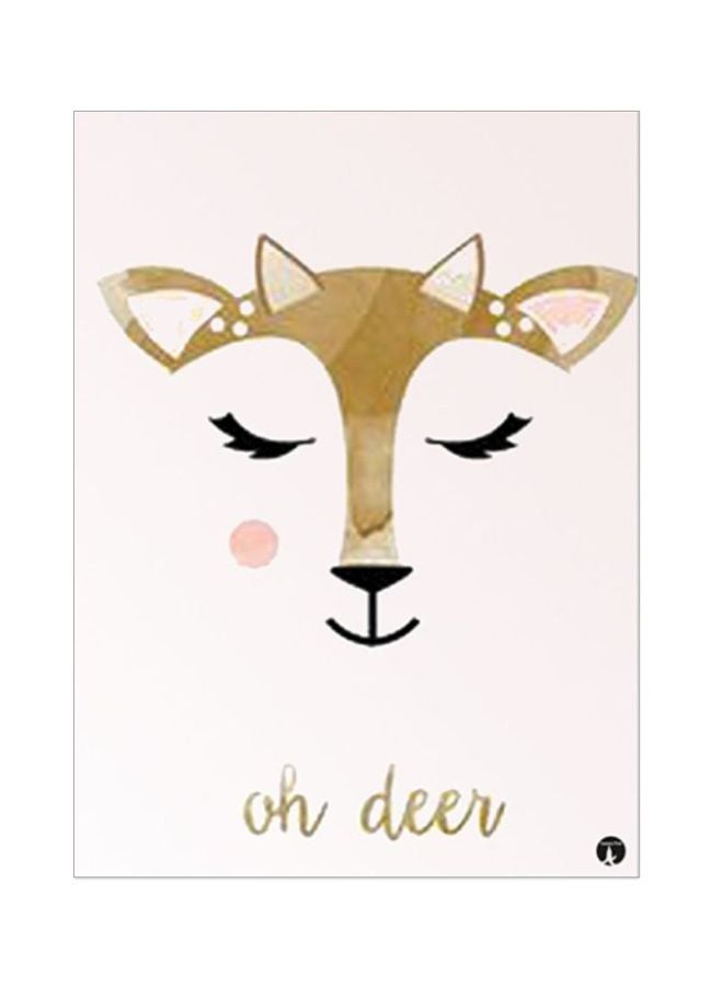 بي بي ملصق لوحة معدنية مزين بطبعة تمثل غزالة متعدد الألوان 15x20سم