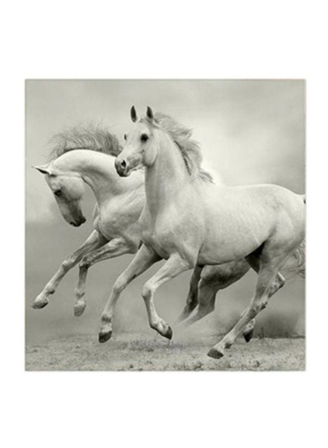 White Horses MDF Wall Art Multicolour 30x30centimeter