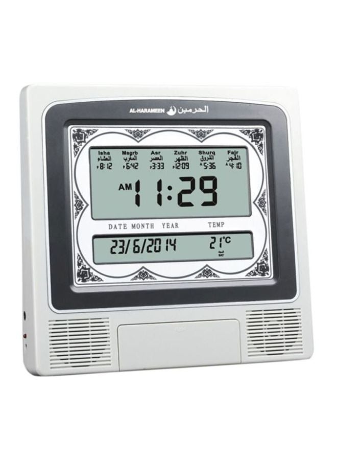 Digital Azan Table Alarm Clock Carbon Fibre Silver/Black 227x32x215mm - v1598680022/N14022438A_1