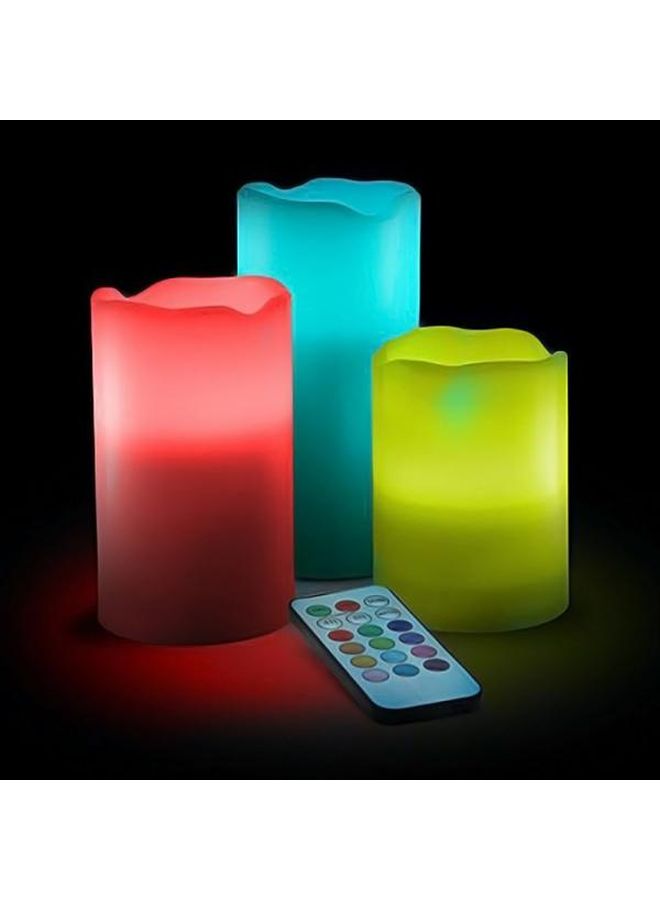 شمعة LED بجهاز تحكم عن بعد من 3 قطع أخضر / أحمر / أزرق
