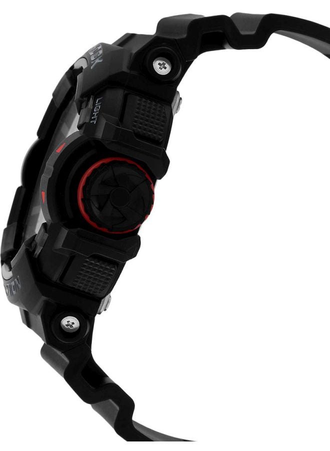 جي شوك ساعة يد رقمية بعقارب وسوار من الراتنج بتصميم دائري مقاس 55 مم - لون أسود - طراز GA-400-1BER للرجال - Image 3